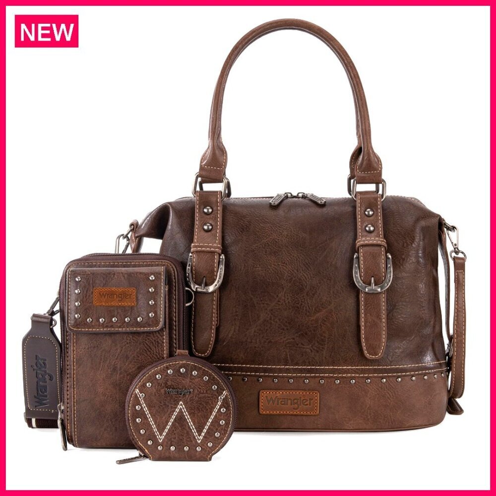 3-Piece Top-Handle Satchel Set with Cell Phone Bag and Coin Purse